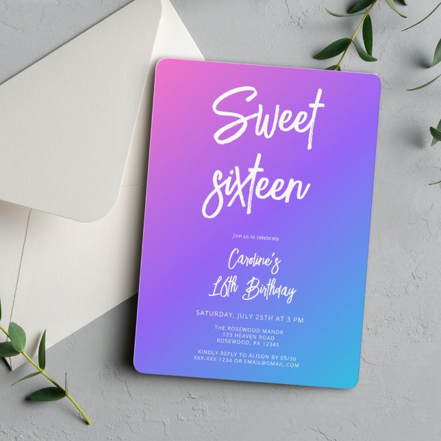 Invitation Sweet sixteen d'été moderne (Créateur téléchargé)