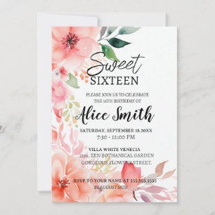 Invitation Sweet sixteen d'or rose rose rousse rustique