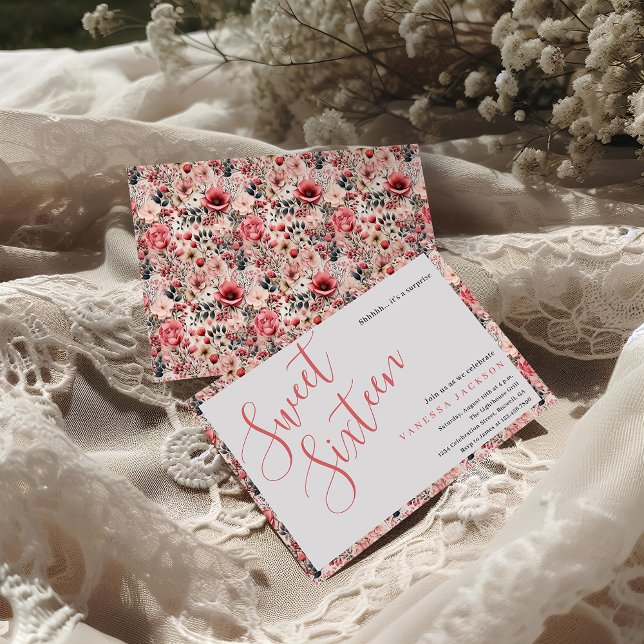 Invitation Sweet sixteen d'or rose rose rousse rustique (Créateur téléchargé)