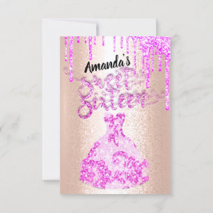 Invitation Sweet sixteen Dress Parties scintillant Déchets r