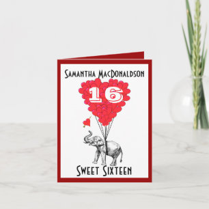 Invitation Sweet sixteen drôle d'éléphant