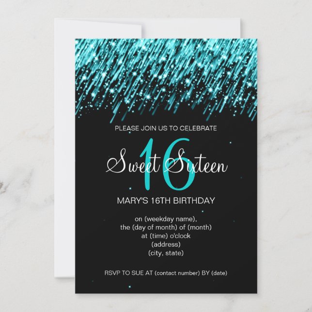 Invitation Sweet sixteen du Parti qui chute les étoiles Turqu (Devant)