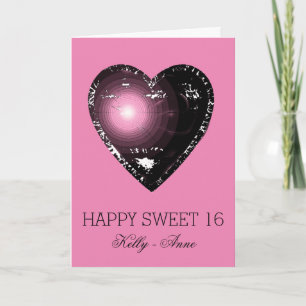 Invitation Sweet sixteen Elegant Gothic Pink Heart Card