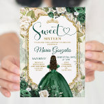 Invitation Sweet sixteen Emerald Green & Gold<br><div class="desc">Sweet sixteen Emerald Green & White Birthday Invitation Mis Quince Anos,  16e anniversaire.</div>