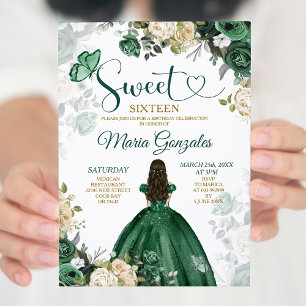 Invitation Sweet sixteen Emerald Green & White