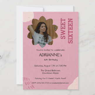 Invitation Sweet sixteen esthétique rose fête d'anniversaire