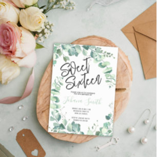 Invitation Sweet sixteen Eucalyptus 16ème anniversaire Invita