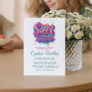 Invitation Sweet sixteen fête d'anniversaire I Style Graffiti
