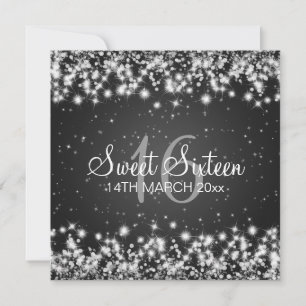 Invitation Sweet sixteen Fête de l'hiver Sparkel Black