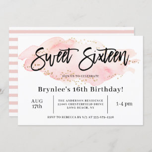 Invitation Sweet sixteen fête du 16e anniversaire