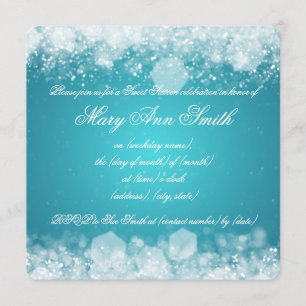 Invitation Sweet sixteen Fête Sparkling Night 2 Turquoise