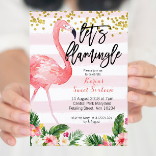 Invitation Sweet sixteen flamingo