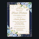 Invitation Sweet sixteen floral bleu or<br><div class="desc">Plus de jolies invitations en Sweet sixteen floral dans le Little Bayleigh Store!</div>