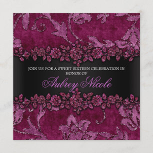 Invitation Sweet sixteen floral de Faux de parties