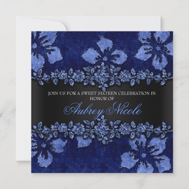 Invitation Sweet sixteen floral de Faux de parties (Devant)