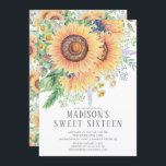Invitation Sweet sixteen Floral du jardin de tournesol<br><div class="desc">sweet sixteen moderne et branché Invitation avec de beaux tournesols couleur aquarelle.  Invitation à une soirée sweet sixteen élégante et chic.</div>