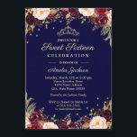 Invitation Sweet sixteen floral élégant de la marine bourguig<br><div class="desc">Plus joli Sweet sixteen floral Invitations dans le Little Bayleigh Store!</div>