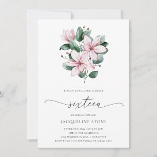 Invitation Sweet sixteen Floral rose Magnolia
