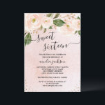 Invitation Sweet sixteen floral rose pâle<br><div class="desc">Plus Moderne Sweet sixteen floral Invitations dans le Little Bayleigh Store!</div>
