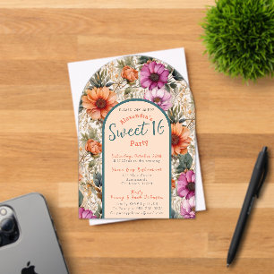 Invitation sweet sixteen floral transparent