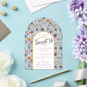 Invitation sweet sixteen florissante transparente