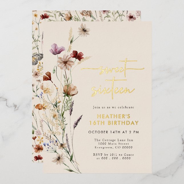 Invitation sweet sixteen Foil (Recto/Verso)