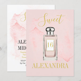 Invitation Sweet sixteen Français Rose Parfum Monogramme