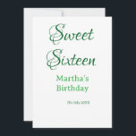 Invitation Sweet Sixteen green name date calligraphy boho ret<br><div class="desc">Design</div>