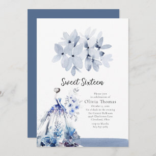Invitation Sweet sixteen habillé de salle de bain bleu élégan