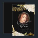 Invitation Sweet sixteen ivoire Parties scintillant Faux Flor<br><div class="desc">Quince Sweet sixteen mexicain Papel Picado avec florale d'ivoire d'aquarelle. Ajouter votre propre photo</div>