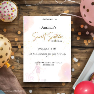 Invitation sweet sixteen, joyeux 16ème anniversaire,