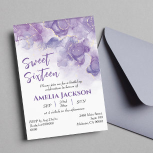 Invitation Sweet sixteen lavande et violet fleur anniversaire