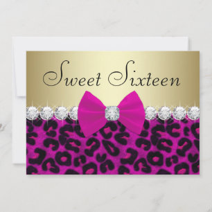 Invitation Sweet sixteen léopard rose chaud