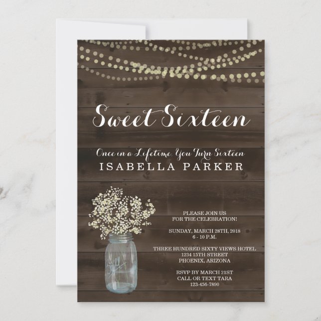 Invitation Sweet sixteen| L'haleine des bébés rust (Devant)