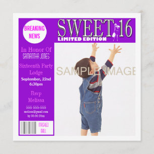 Invitation Sweet sixteen magazine style PERSONNALISER
