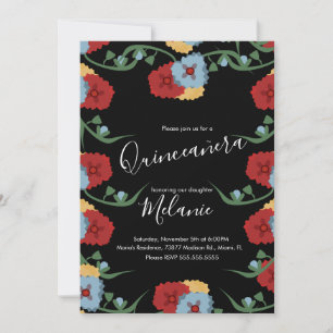 Invitation Sweet sixteen mexicain Fiesta Floral CoIorful