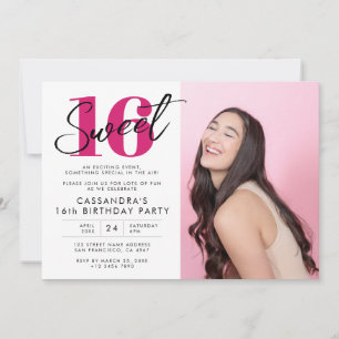 Invitation Sweet sixteen moderne avec photo