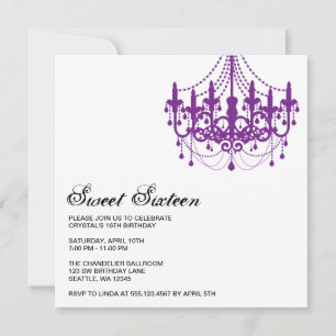 Invitation Sweet sixteen moderne de lustre violet