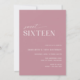 Invitation Sweet sixteen moderne Dusty Rose rose 16e annivers