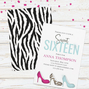 Invitation Sweet sixteen Moderne Glam Girl Anniversaire