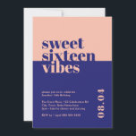 Invitation Sweet sixteen moderne gras Vibes rose Anniversaire<br><div class="desc">Célébrez le 16e anniversaire de votre fille ou de l'être aimé avec style avec notre Invitation d'anniversaire rose "Sweet sixteen Vibes"! Cette invitation moderne et audacieuse est la meilleure façon de donner le ton à une soirée sweet sixteen mémorable. Conçue dans des teintes bleu vif et pêche et des polices...</div>