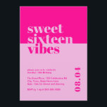 Invitation Sweet sixteen moderne gras Vibes rose Anniversaire<br><div class="desc">Célébrez le 16e anniversaire de votre fille ou de l'être aimé avec style avec notre Invitation d'anniversaire rose "Sweet sixteen Vibes"! Cette invitation moderne et audacieuse est la meilleure façon de donner le ton à une soirée sweet sixteen mémorable. Conçue dans des tons roses vifs et des polices contemporaines accrocheuses,...</div>