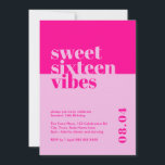 Invitation Sweet sixteen moderne gras Vibes rose Anniversaire<br><div class="desc">Célébrez le 16e anniversaire de votre fille ou de l'être aimé avec style avec notre Invitation d'anniversaire rose "Sweet sixteen Vibes"! Cette invitation moderne et audacieuse est la meilleure façon de donner le ton à une soirée sweet sixteen mémorable. Conçue dans des tons roses vifs et des polices contemporaines accrocheuses,...</div>