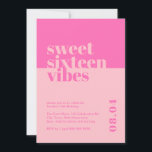 Invitation Sweet sixteen moderne gras Vibes rose Anniversaire<br><div class="desc">Célébrez le 16e anniversaire de votre fille ou de l'être aimé avec style avec notre Invitation d'anniversaire rose "Sweet sixteen Vibes"! Cette invitation moderne et audacieuse est la meilleure façon de donner le ton à une soirée sweet sixteen mémorable. Conçue dans des tons roses vifs et des polices contemporaines accrocheuses,...</div>