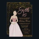 Invitation Sweet sixteen moderne noir et or 16 Anniversaire<br><div class="desc">Sweet sixteen moderne noir et or 16 Anniversaire</div>
