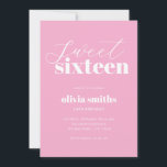 Invitation Sweet sixteen moderne rose 16e anniversaire<br><div class="desc">Invitation minimaliste sweet sixteen 16ème anniversaire avec une typographie moderne simple en couleur rose.</div>