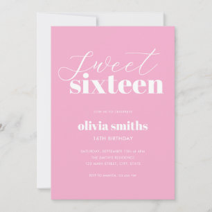 Invitation Sweet sixteen moderne rose 16e anniversaire