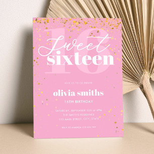 Invitation Sweet sixteen moderne rose 16e anniversaire