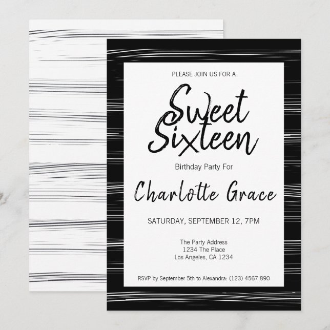 Invitation Sweet sixteen Moderne Simple fête d'anniversaire (Devant / Derrière)