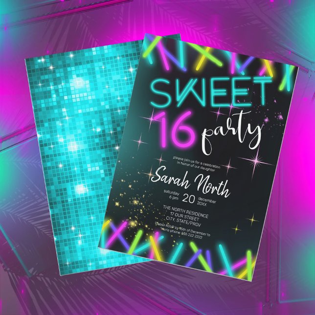 Invitation Sweet sixteen Neon Glow ID760 (Créateur téléchargé)